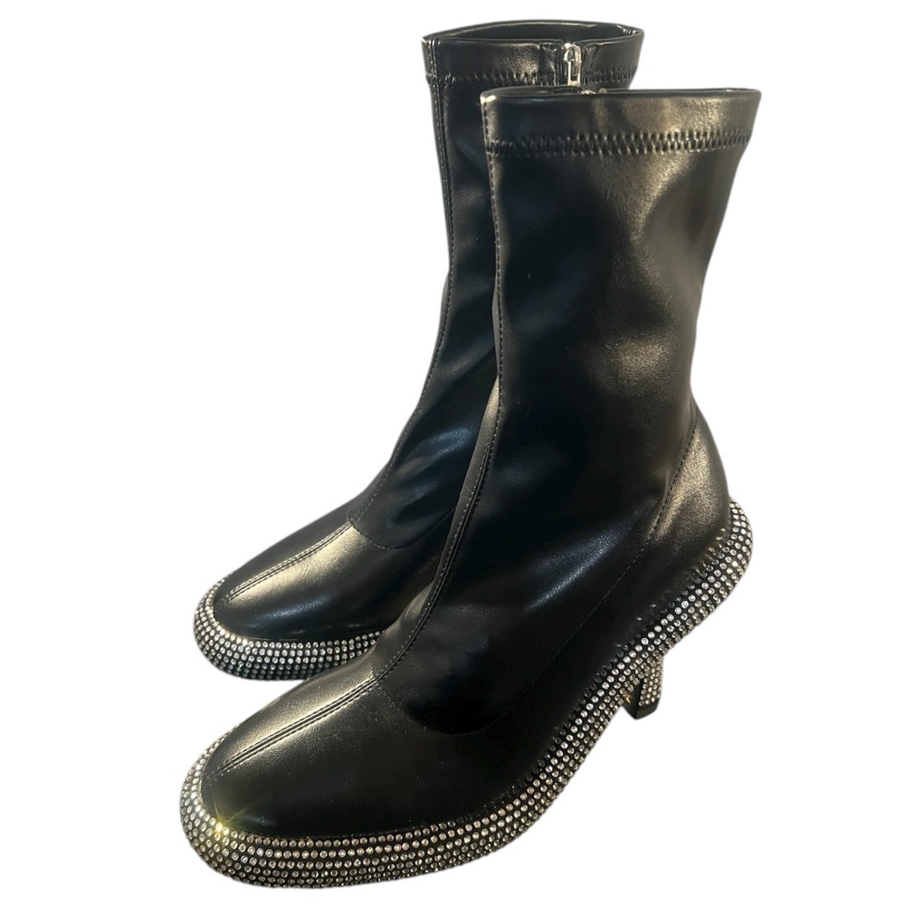 HOT DEAL 🔥🔥🥵🥵 NWT- AZALEA WANG MAE Boots Elegant Black Rhinestone-Women's Boots. - Picture 9 of 15